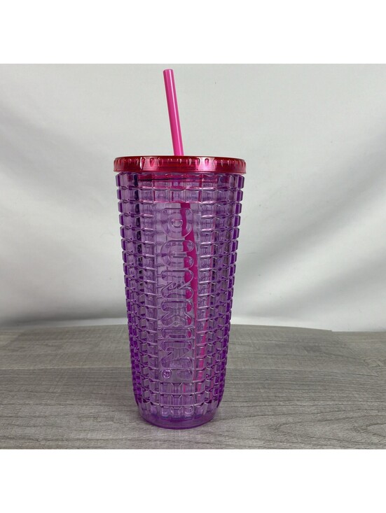 Other - Dunkin' Pink Purple Grid Studded Acrylic Tumbler Cold Cup 24oz